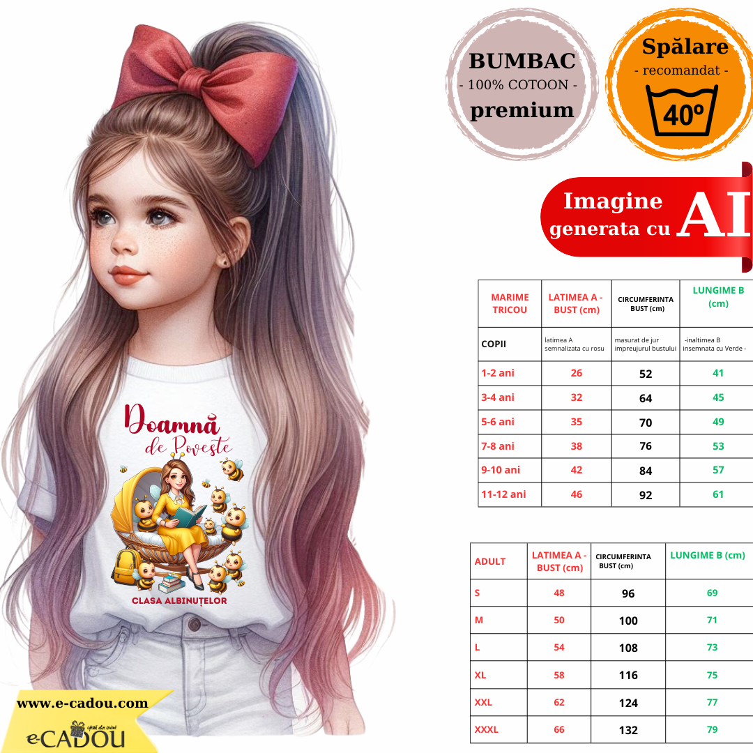 Tricou Doamna de poveste la Clasa albinutelor  pentru scoala sau gradinita  ABS1068.41