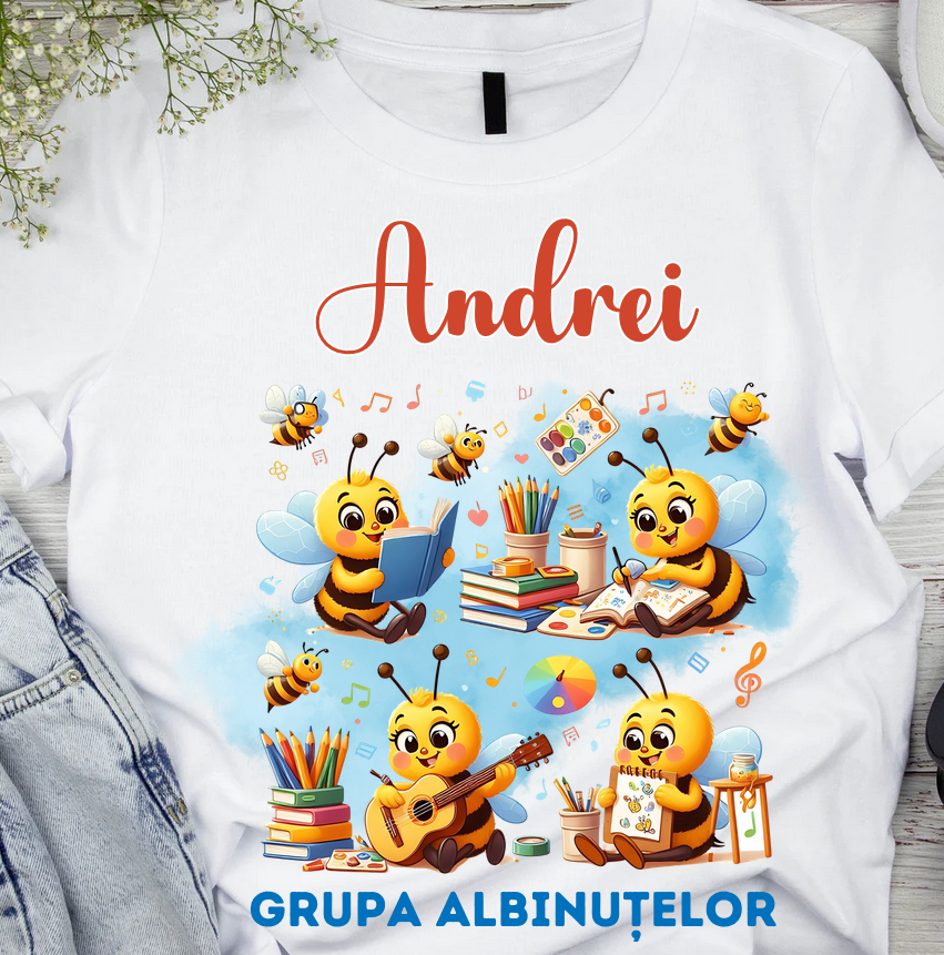 Tricou scolare Clasa albinutelor personalizat pentru absolventi de scoala sau gradinita