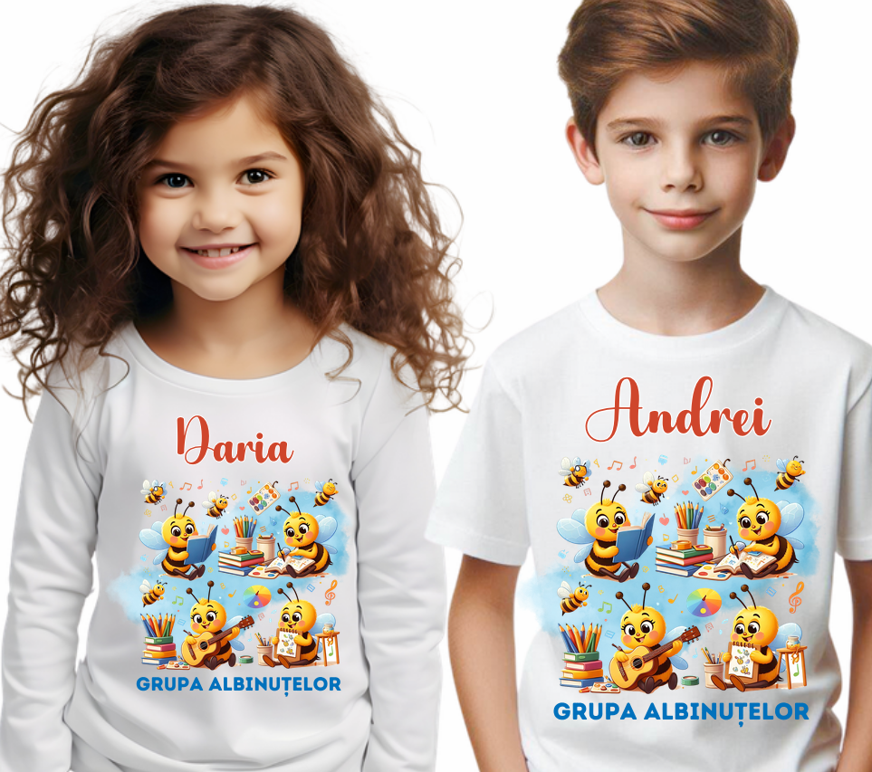 Tricou scolare Clasa albinutelor personalizat pentru absolventi de scoala sau gradinita