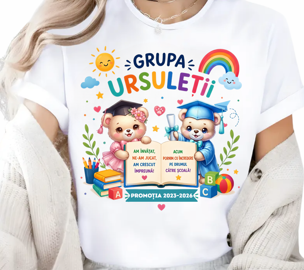 Tricou absolvire grupa ursuletilor – Cadou Inspirat pentru Școală