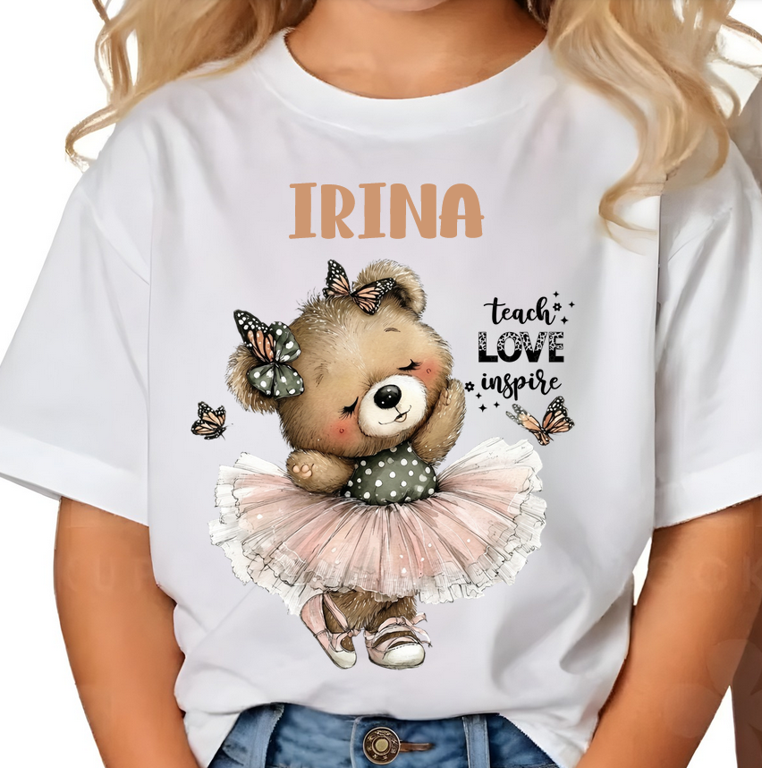 Tricou Educațional Teach Love Inspire  Clasa ursuletilor– Cadou Inspirat pentru Școală