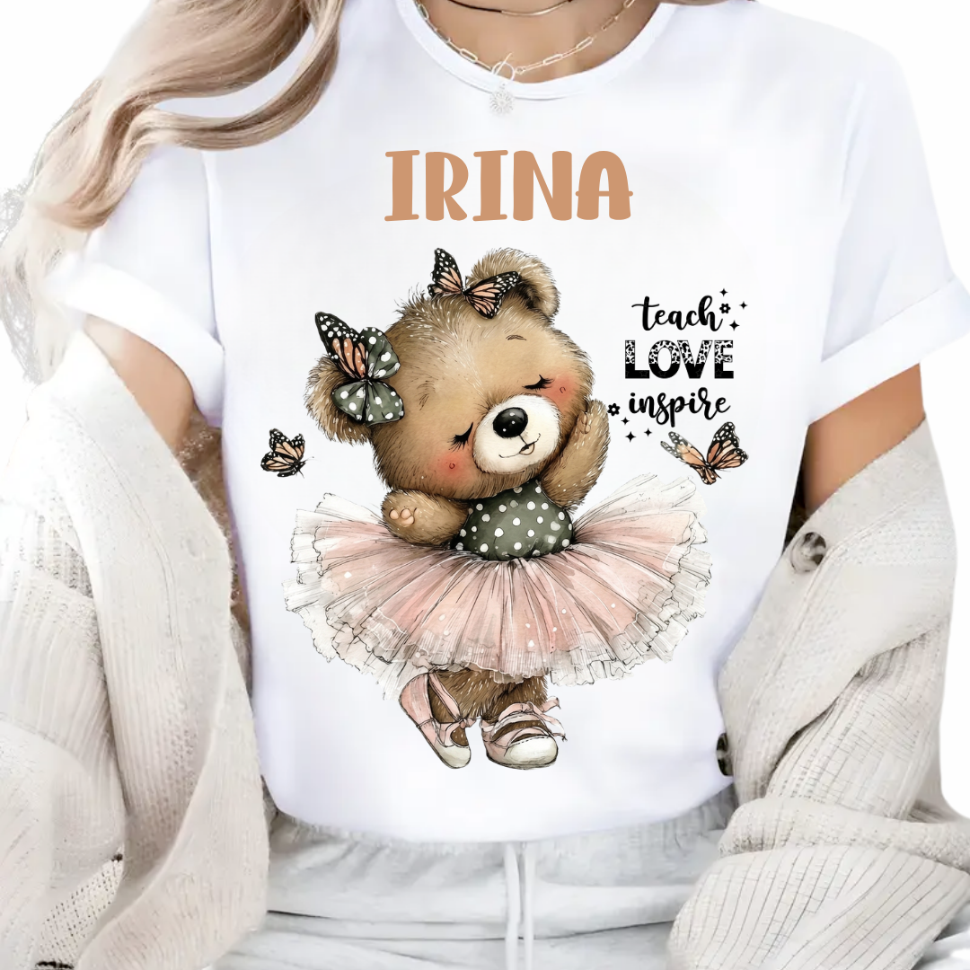 Tricou Educațional Teach Love Inspire  Clasa ursuletilor– Cadou Inspirat pentru Școală