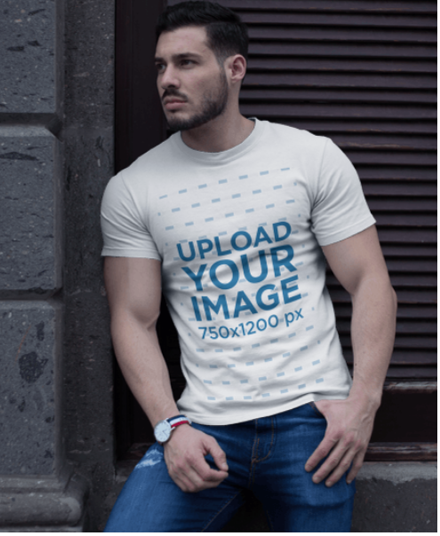 Tricou alb barbati personalizat cu o poză și text