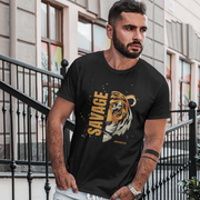Tricou negru barbati personalizat cu poză SAVAGE