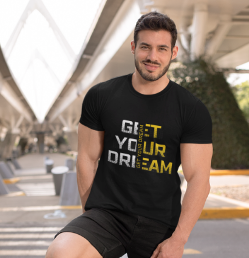 Tricou negru barbati personalizat Get Your Dream