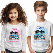 Tricou personalizat absolvire cu Strumfii cei isteti