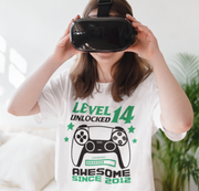 Tricou personalizat aniversar Level 10 Unlocked Awesome Since