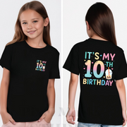 Tricou personalizat aniversar  Its my 10 Birthday Logo si print pe spate