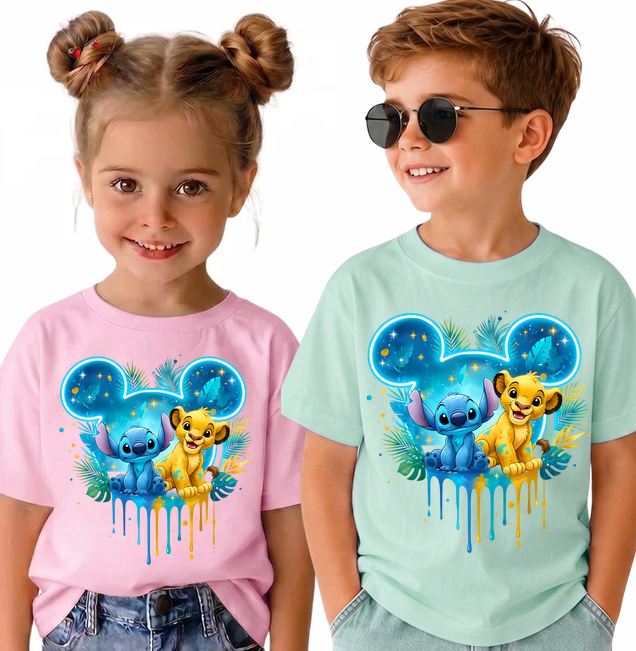 Tricou Personalizat Copii pentru Onomastice și Petreceri SImba Stich