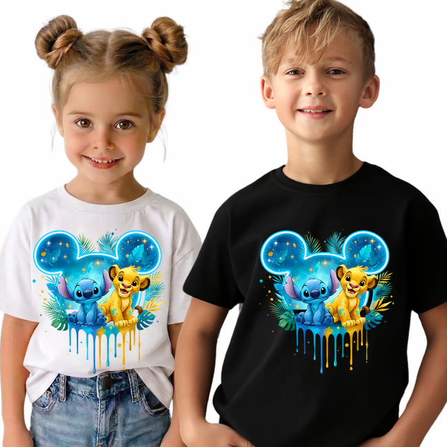Tricou Personalizat Copii pentru Onomastice și Petreceri SImba Stich