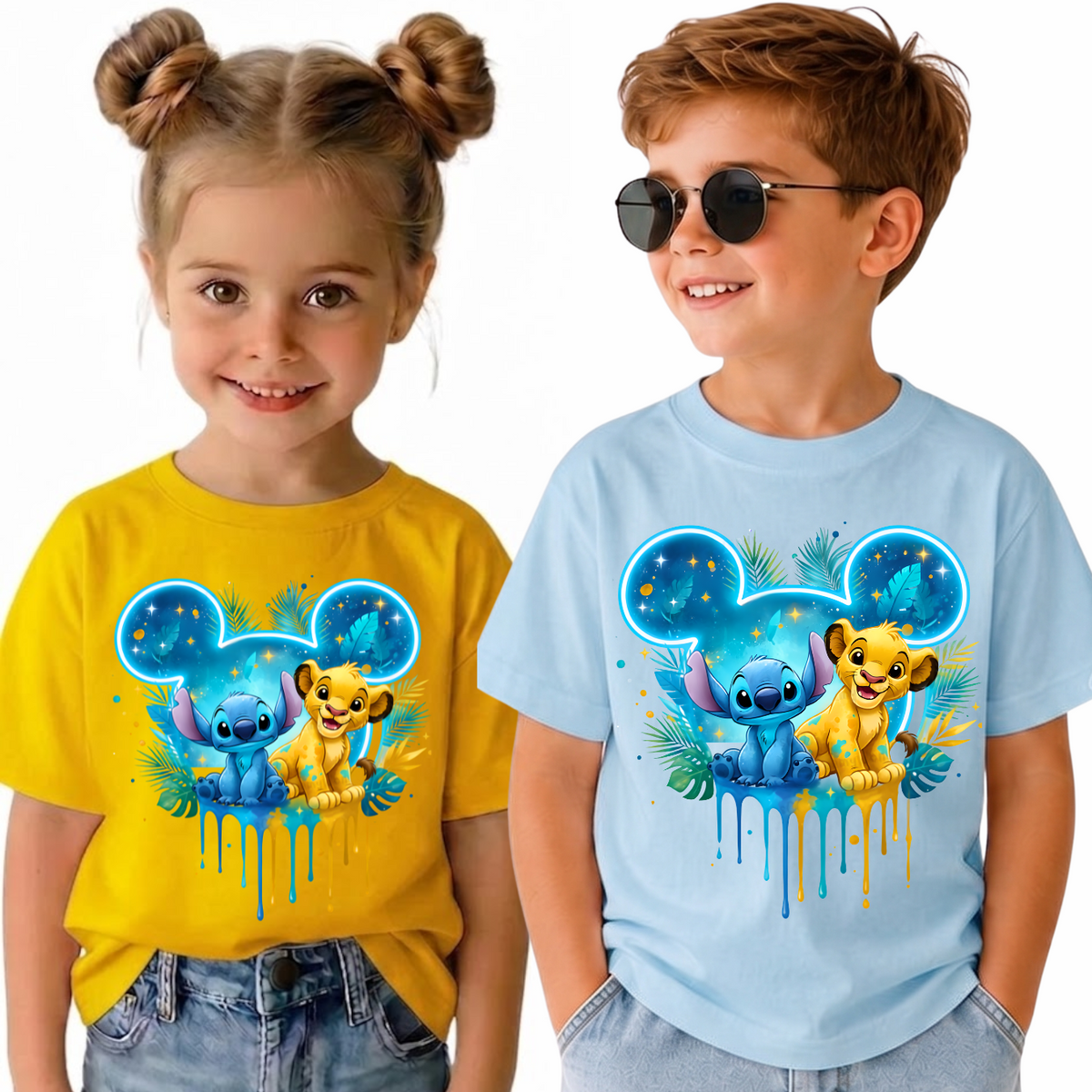 Tricou Personalizat Copii pentru Onomastice și Petreceri SImba Stich