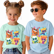 Tricou Personalizat de Vară in Culori Pastelate Super Kitties Pisicute