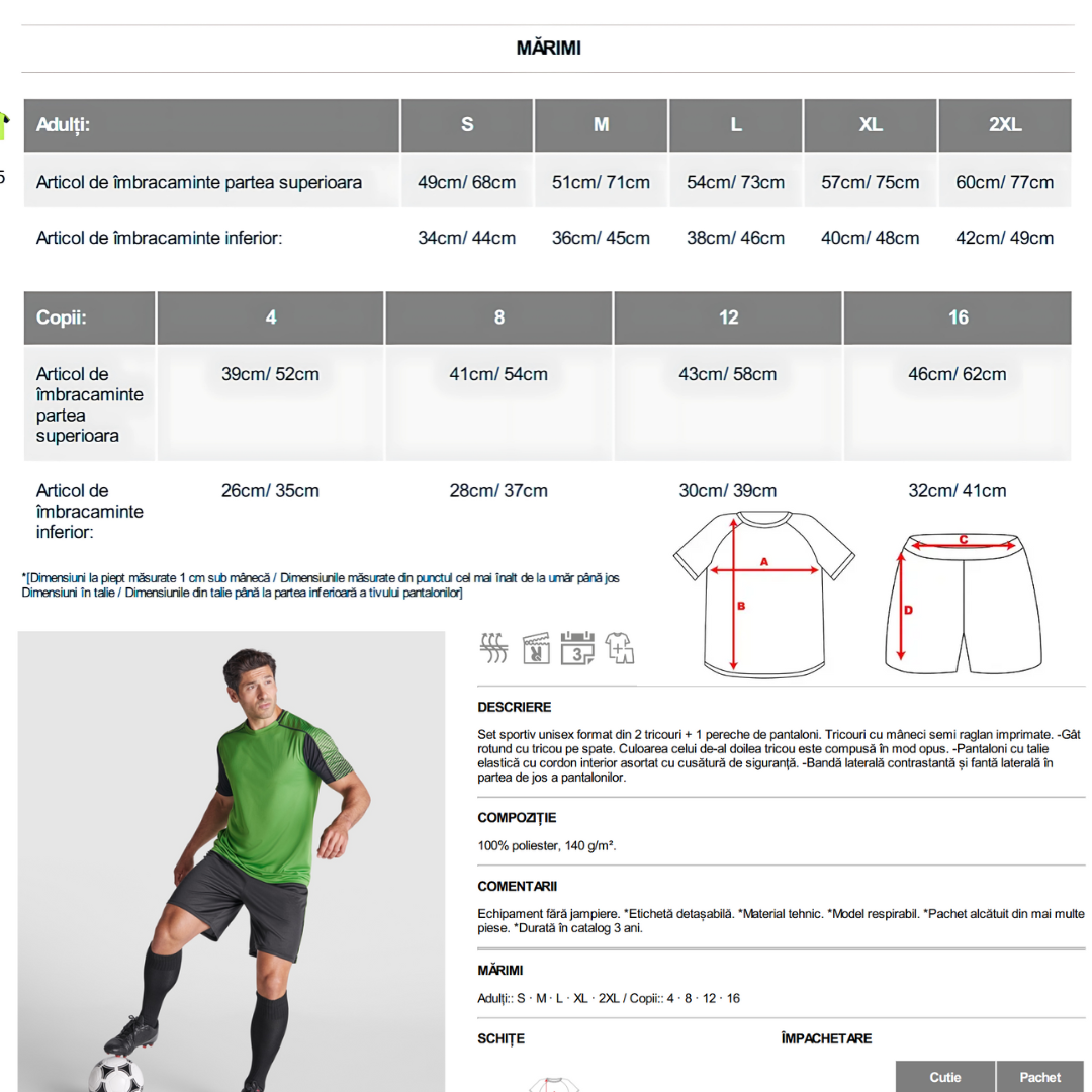 Set sportiv unisex format din 2 tricouri Fotbal cu nume si numar la alegere pentru Suporteri și Jucatori