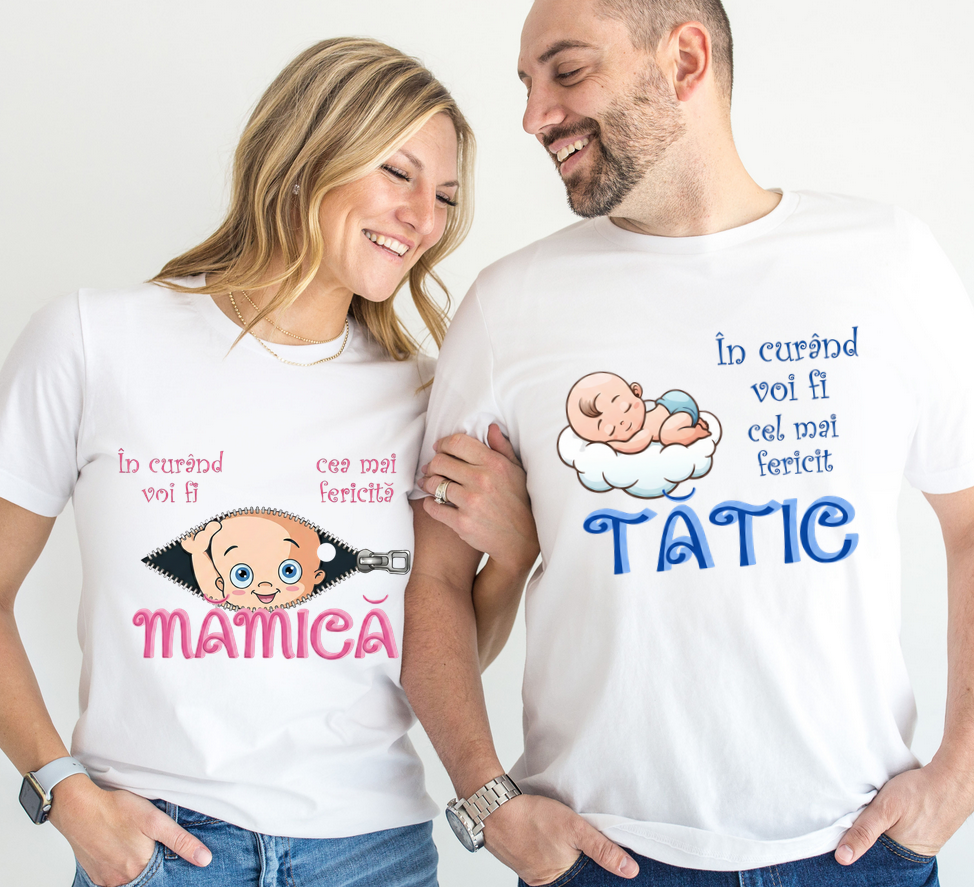 Tricou personalizat pentru viitorii parinti  - Cadou Inspirat pentru familie