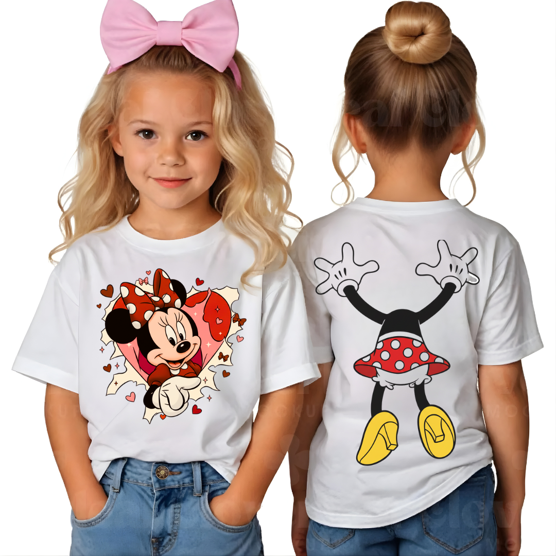 Tricou personalizat pe ambele fete cu imprimeu MInnie si Mickey Valentine’s Day ❤️ -