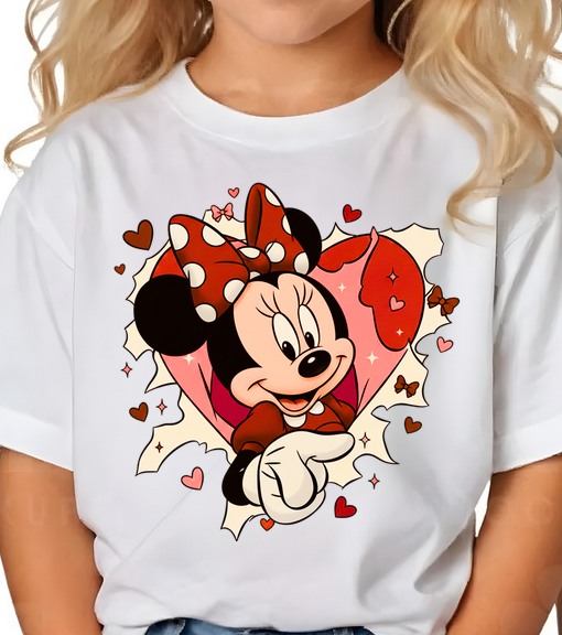Tricou personalizat pe ambele fete cu imprimeu MInnie si Mickey Valentine’s Day ❤️ -