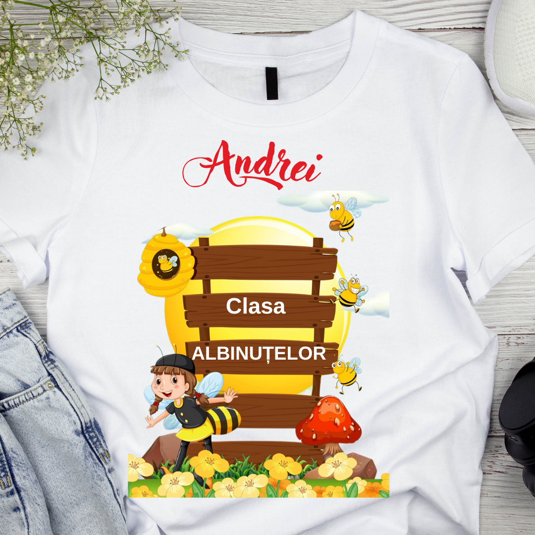 Tricou personalizat pentru absolvire Clasa albintelor cu text sau poze ABS1037