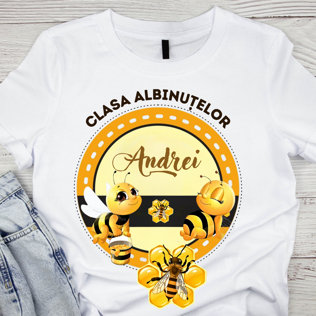 Tricou personalizat pentru absolvire Clasa albintelor cu text sau poze ABS1039