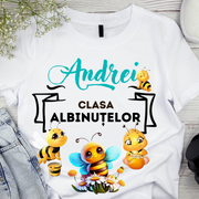 Tricou absolvire elevi clasa 4 sau gradinita Clasa albintelor cu text sau poze ABS1040