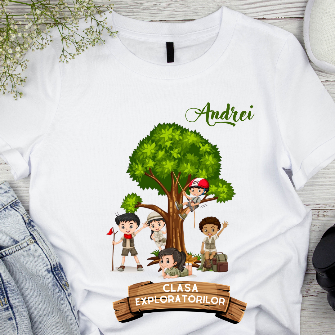 Tricou personalizat pentru absolvire Clasa exploratorilor  cu text sau poze ABS1031