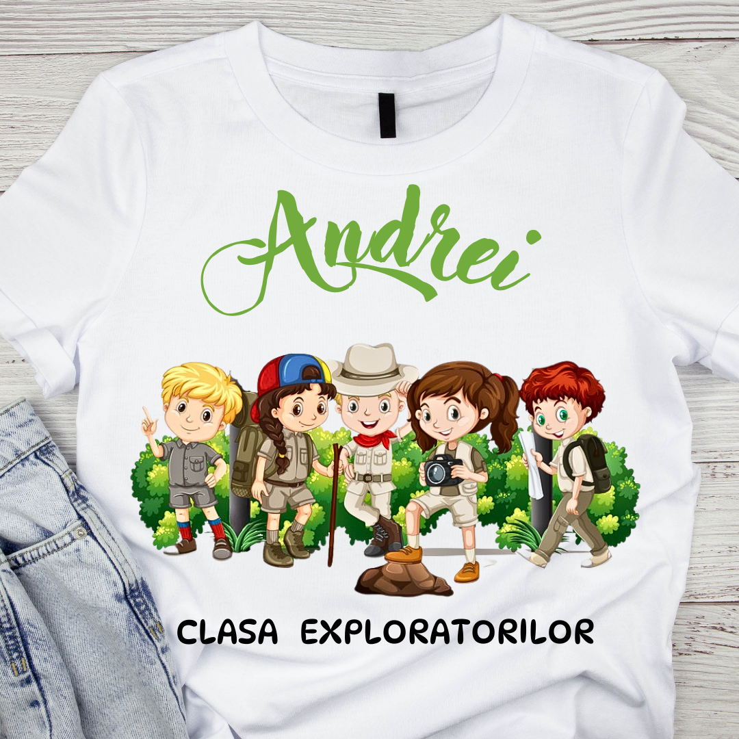 Tricou personalizat pentru absolvire Clasa exploratorilor  cu text sau poze ABS1034