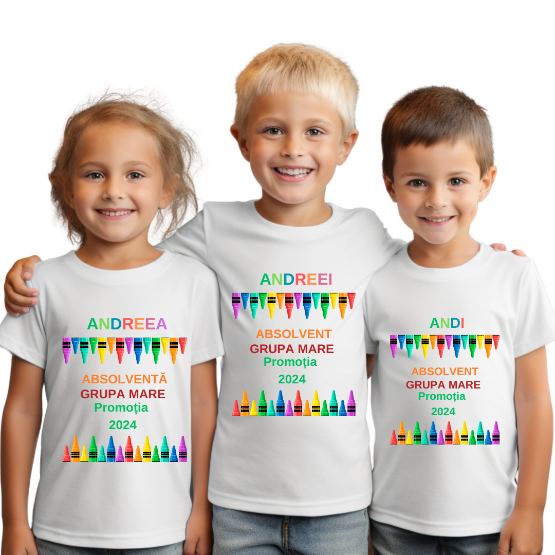 Tricou personalizat pentru absolvire cu text sau poze, unisex Absolvent Promotia 2024 ABS1011