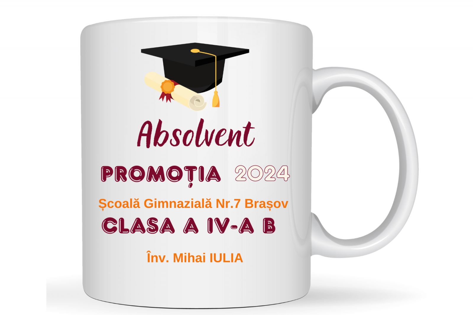 Tricou personalizat pentru absolvire cu text sau poze, unisex Absolvent ABS1013