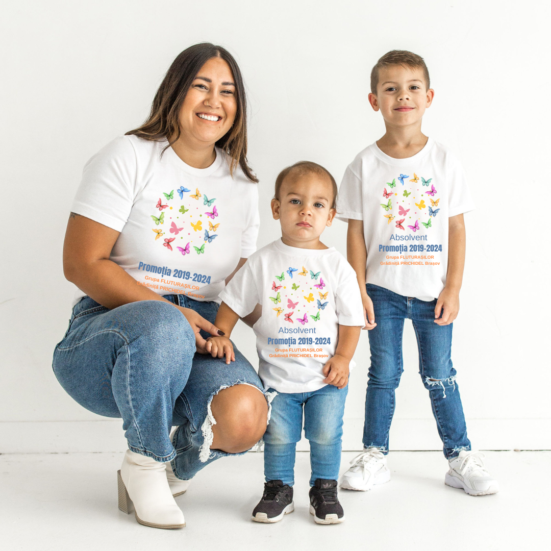 Tricou personalizat pentru absolvire  Grupa fluturasilor cu text sau poze ABS1015