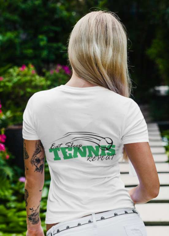 Tricou personalizat pentru iubitoarele de tenis Eat Sleep Tenis Repeat TNS5004