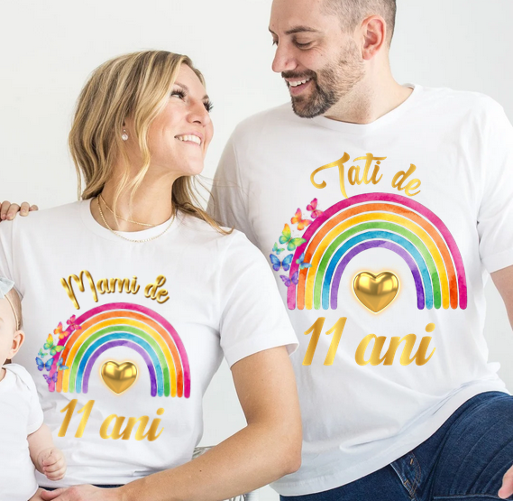 Tricou personalizat aniversar curcubeu - Cadou Inspirat pentru zile onomastice