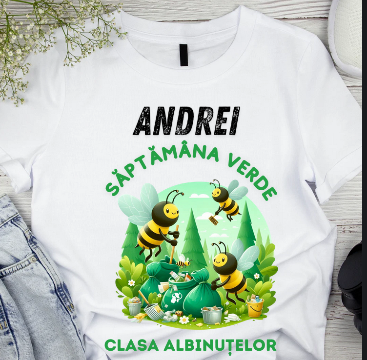 Tricou Personalizat Saptamana verde si Ziua Pământului clasa albinutelor material  bumbac TSV111