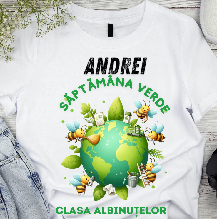 Tricou Personalizat Saptamana verde si Ziua Pământului clasa albinutelor material  bumbac TSV112