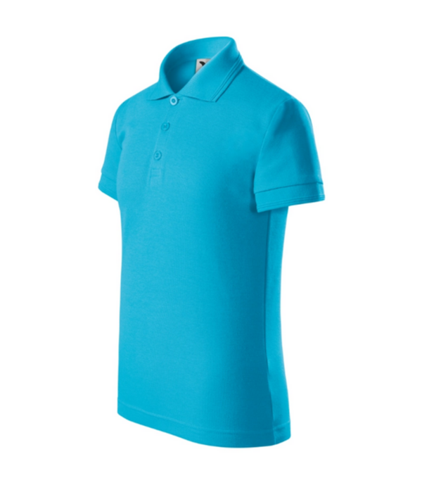 Tricou polo  turquaz pentru copii din bumbac cu maneca scurta Pique Pol222