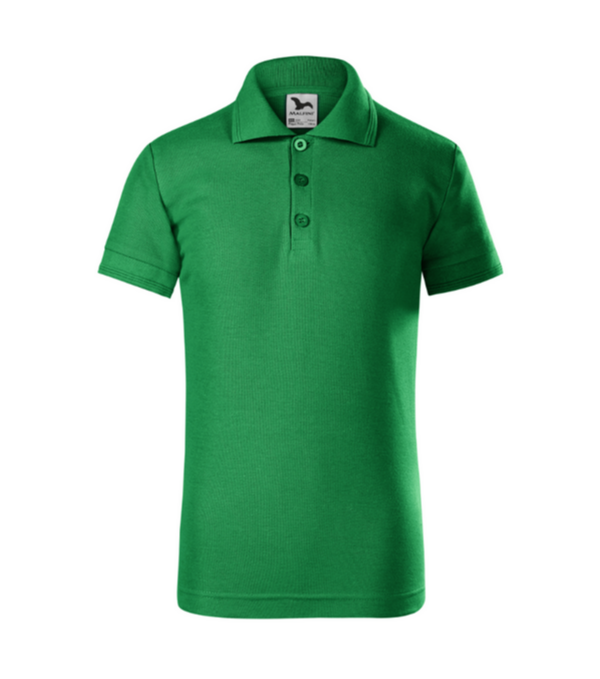 Tricou polo  verde mediu pentru copii din bumbac cu maneca scurta Pique Pol222