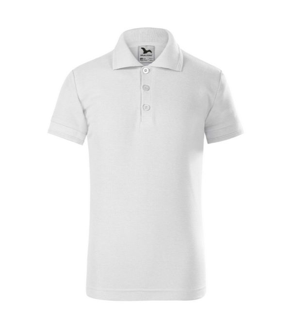 Tricou polo  alb pentru copii din bumbac cu maneca scurta Pique Pol222