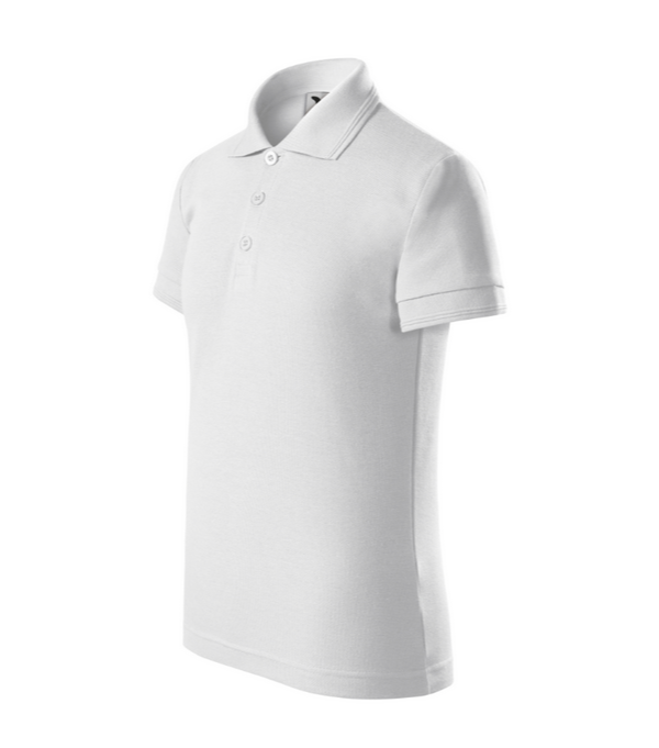 Tricou polo  alb pentru copii din bumbac cu maneca scurta Pique Pol222