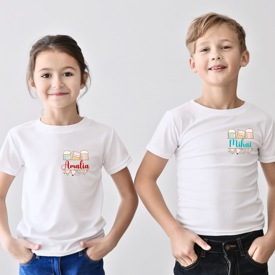 Tricou scoala cu emblema si sigla scolii pentru elevi ABS10914