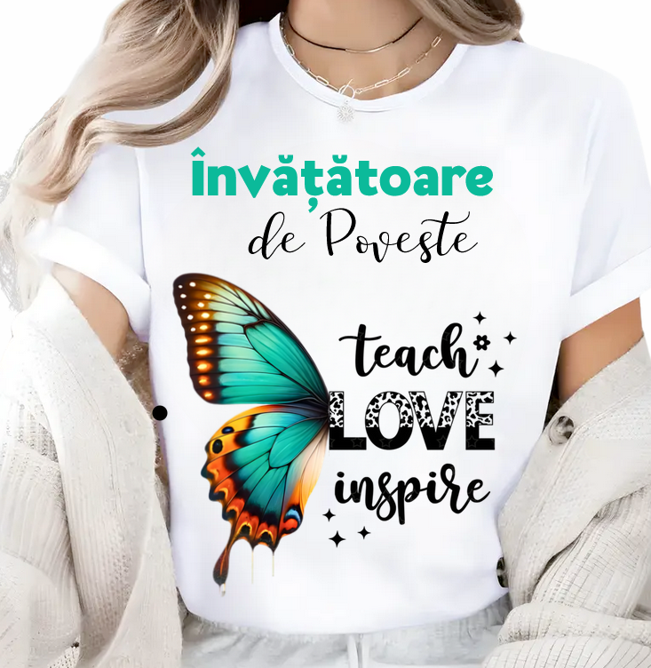 Tricou scoala pentru Doamna la Grupa futurasilor LOVE INSPIRE– cadou personalizat pentru profesori