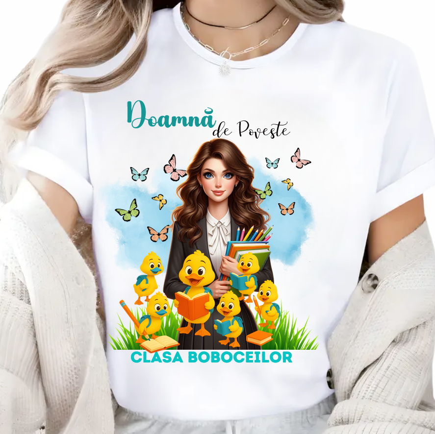 Tricou scoala pentru Doamna la Grupa boboceilor– cadou personalizat pentru profesori
