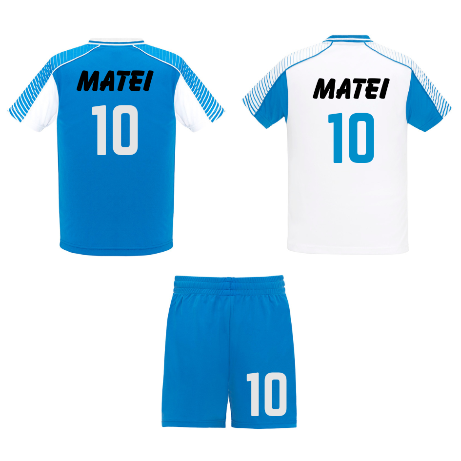 Set sportiv unisex format din 2 tricouri Fotbal cu nume si numar la alegere pentru Suporteri și Jucatori