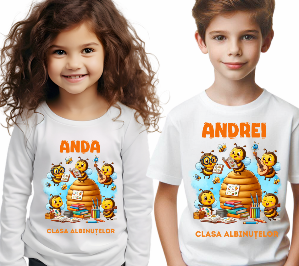 Tricou scolare Clasa albinutelor personalizat pentru absolventi de scoala sau gradinita