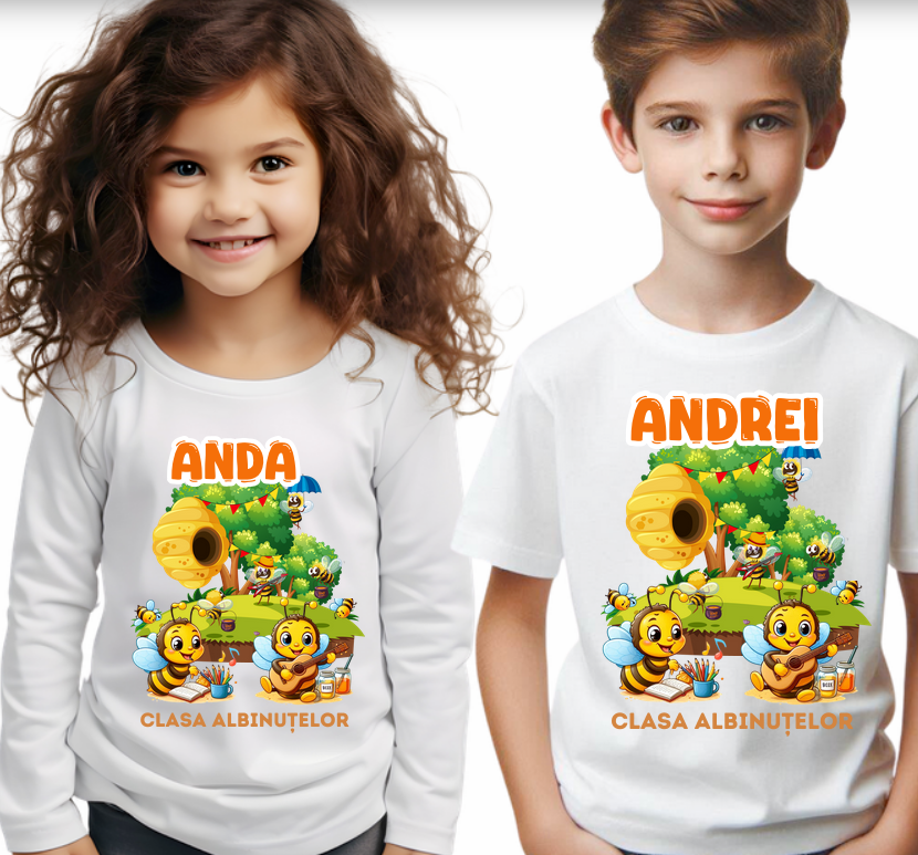Tricou scolare Clasa albinutelor personalizat pentru absolventi de scoala sau gradinita