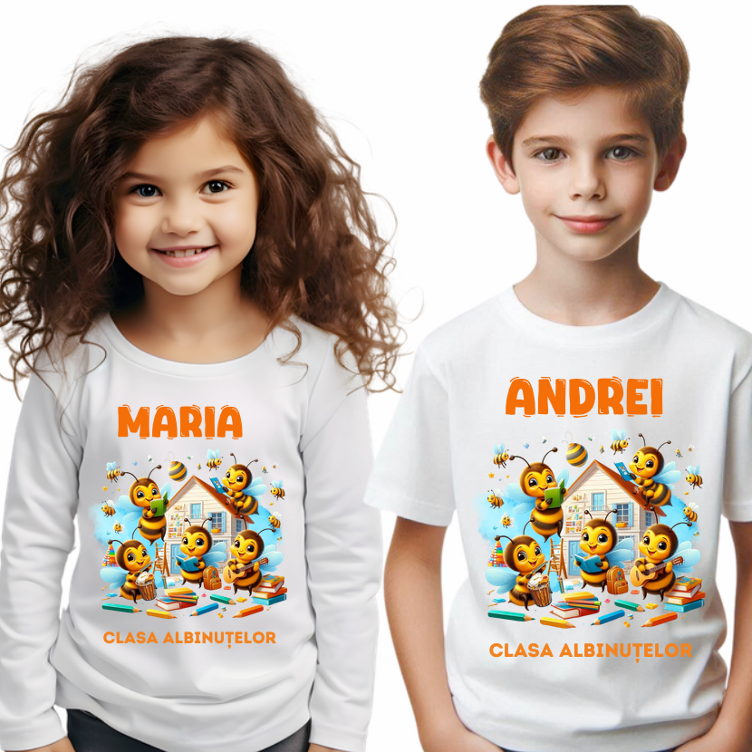 Tricou scolare Clasa albinutelor personalizat pentru absolventi de scoala sau gradinita