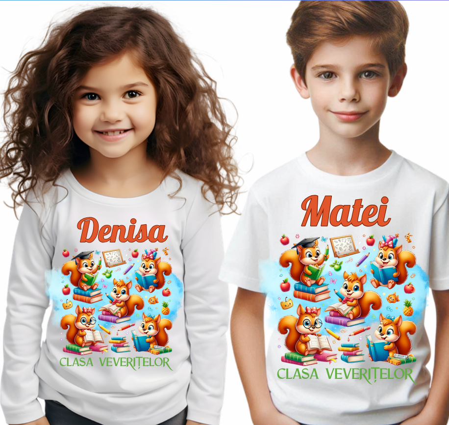 Tricou scolare Clasa veveritelor pentru absolventi de scoala sau gradinita