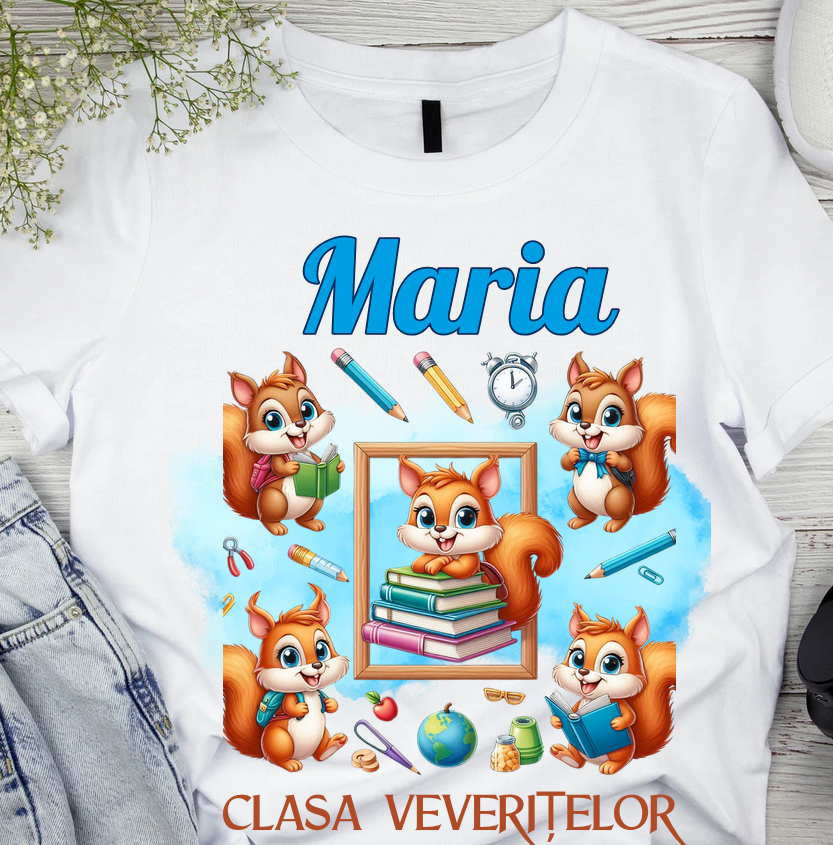 Tricou scolare Clasa veveritelor pentru absolventi de scoala sau gradinita