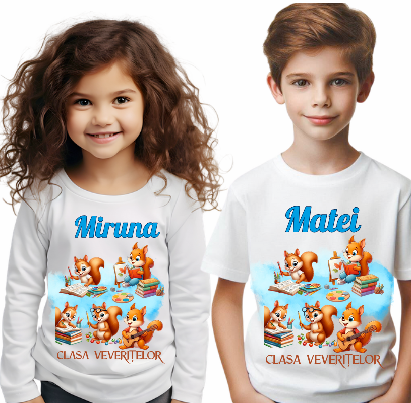 Tricou scolare Clasa veveritelor pentru absolventi de scoala sau gradinita
