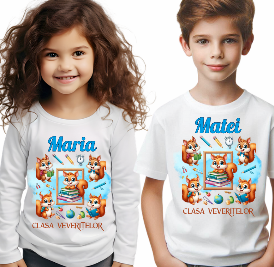 Tricou scolare Clasa veveritelor pentru absolventi de scoala sau gradinita
