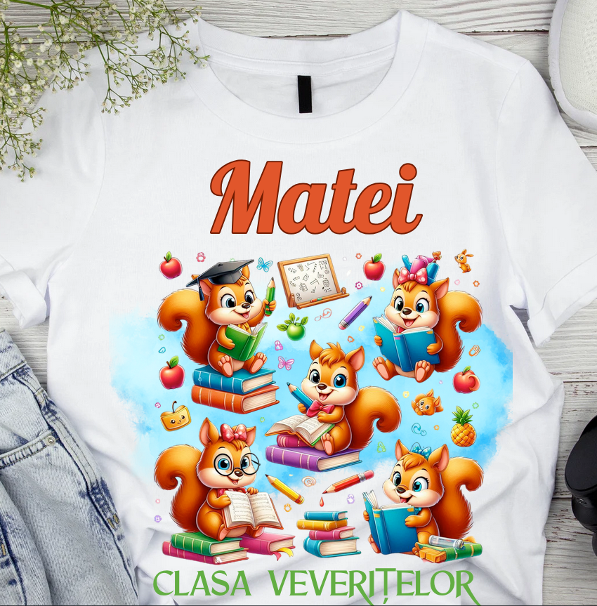 Tricou scolare Clasa veveritelor pentru absolventi de scoala sau gradinita