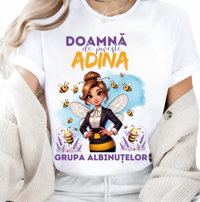 Tricou Special pentru Educatoare de albinute - un cadou cu Design Elegant