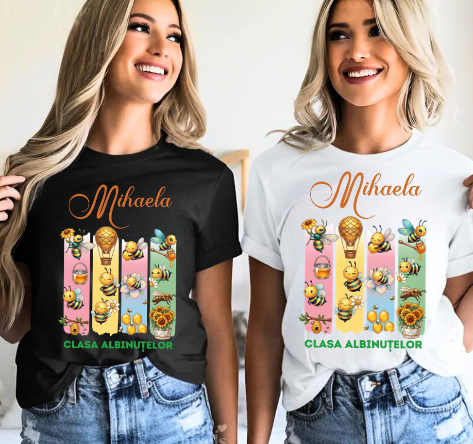 Tricou personalizat pentru Clasa albinutelor - un cadou cu Design Elegant pentru profesori sau elevi